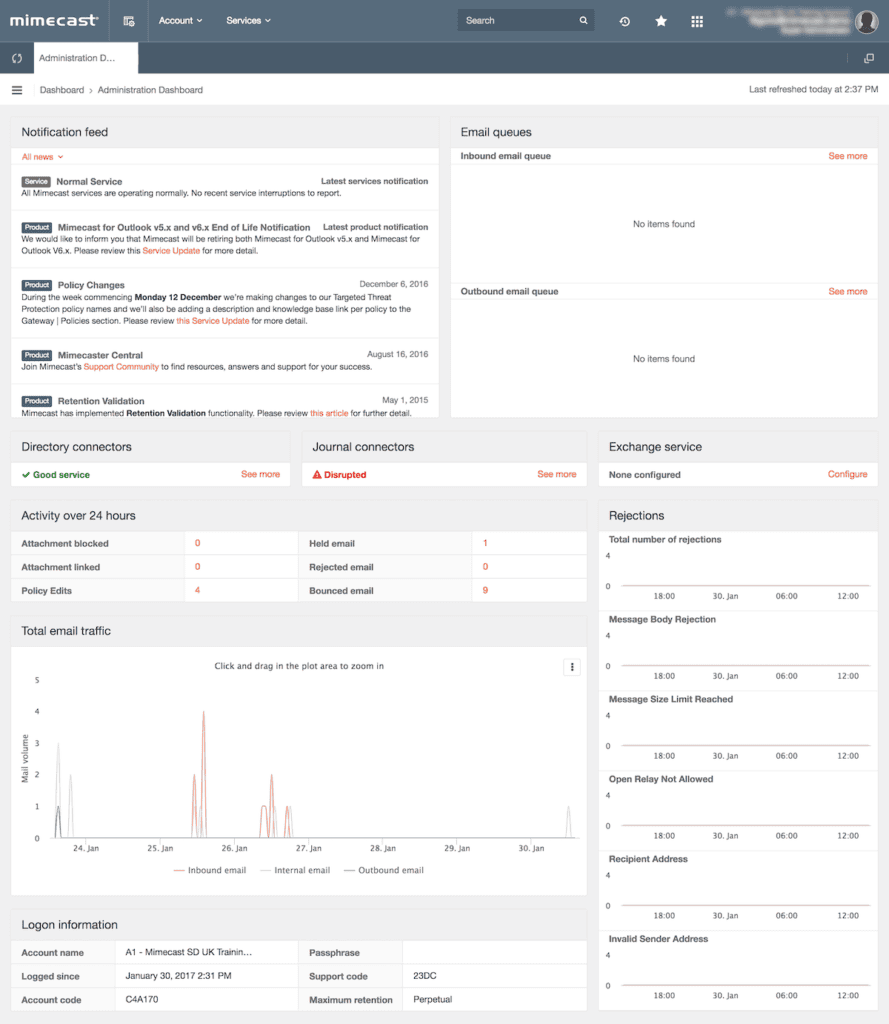 Mimecast Dashboard - Poplab
