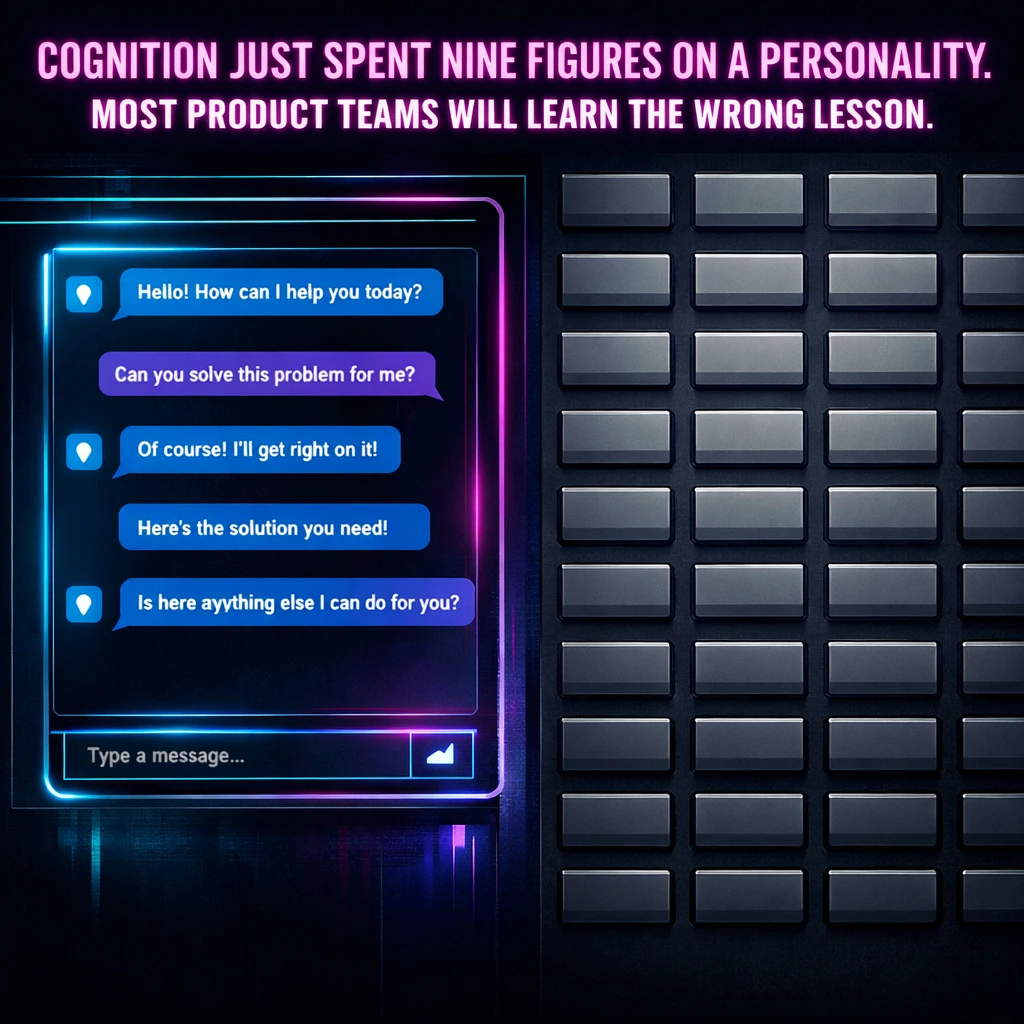 Cognition Just Spent Nine Figures on a Personality. Most Product Teams Will Learn the Wrong Lesson